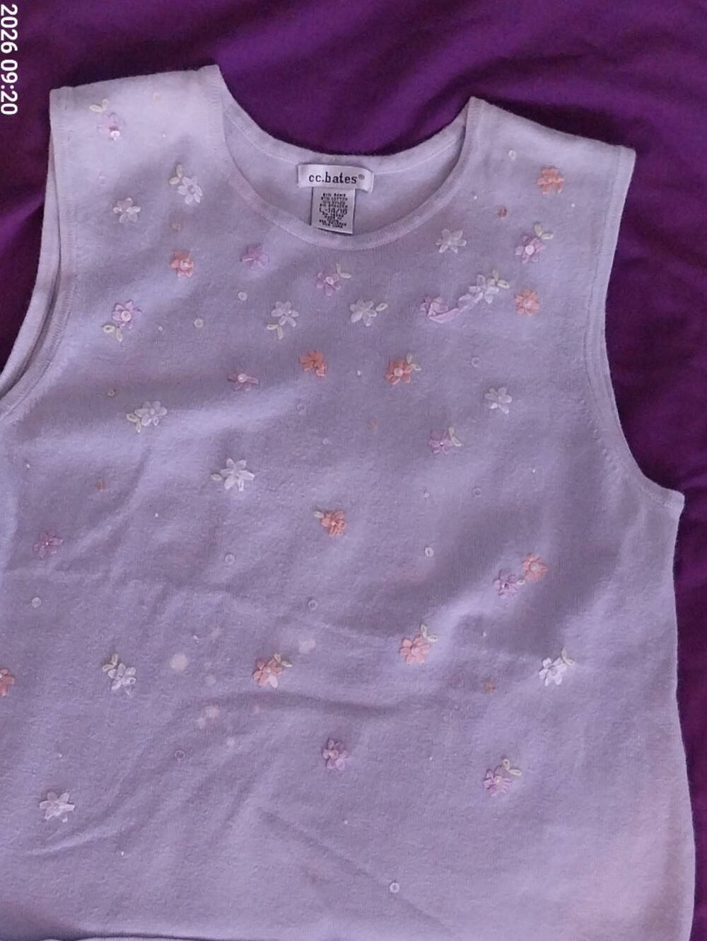 Bates Lavender Floral Sequin Tank Top